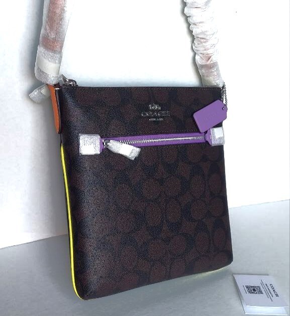 with tags Coach CL671 Mini Rowan File Bag Brown Signature SilverBro G1N