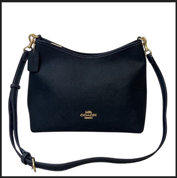 COACH CR148 Laurel Shoulder Bag Soft Pebble Leather Black Outlet New