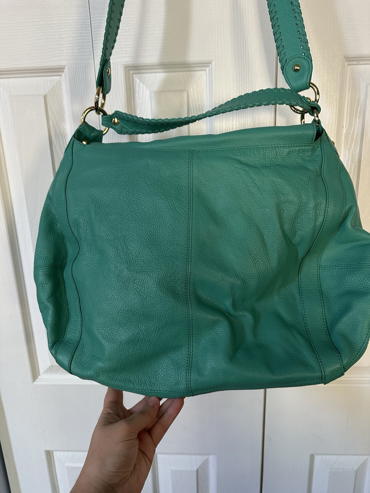 Onna Ehrlich Turquoise/Teal Leather Large Crossbody/Handheld RETAIL $650