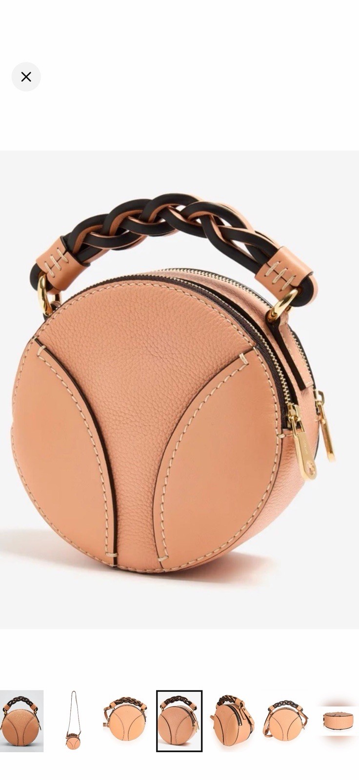 Chloé Light Brown Bloom Grained Calfskin Mini Round Daria Crossbody Bag