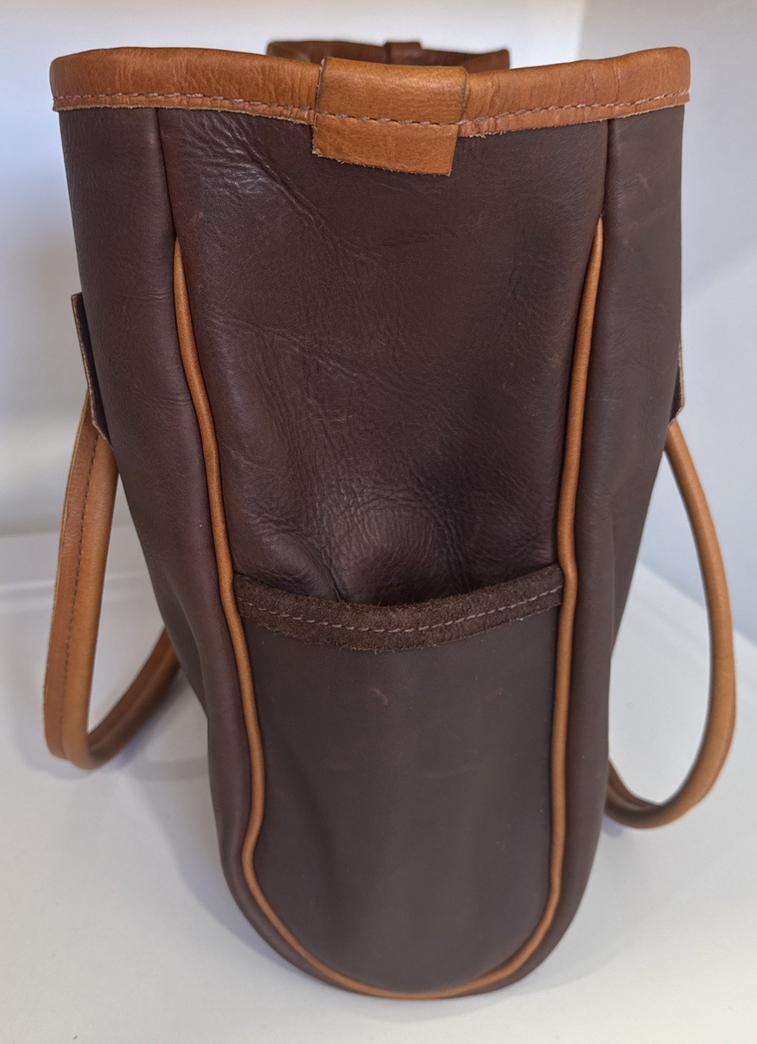 Ted Gilmer Brown Heavy Duty Thick Leather Large Tote Bag Pre Owned