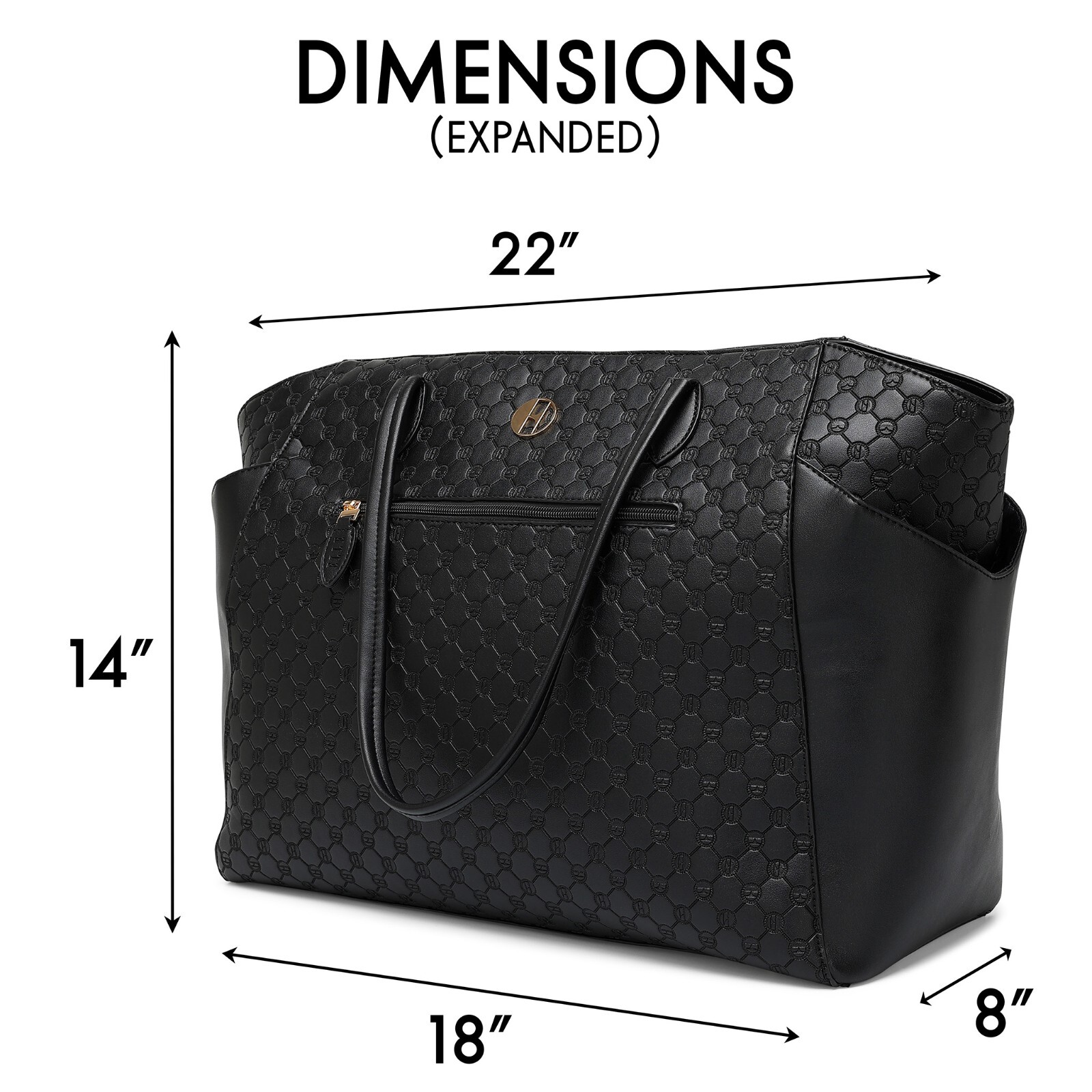 ELLE Compass 32L Vegan Leather Monogram Weekender Tote Bag