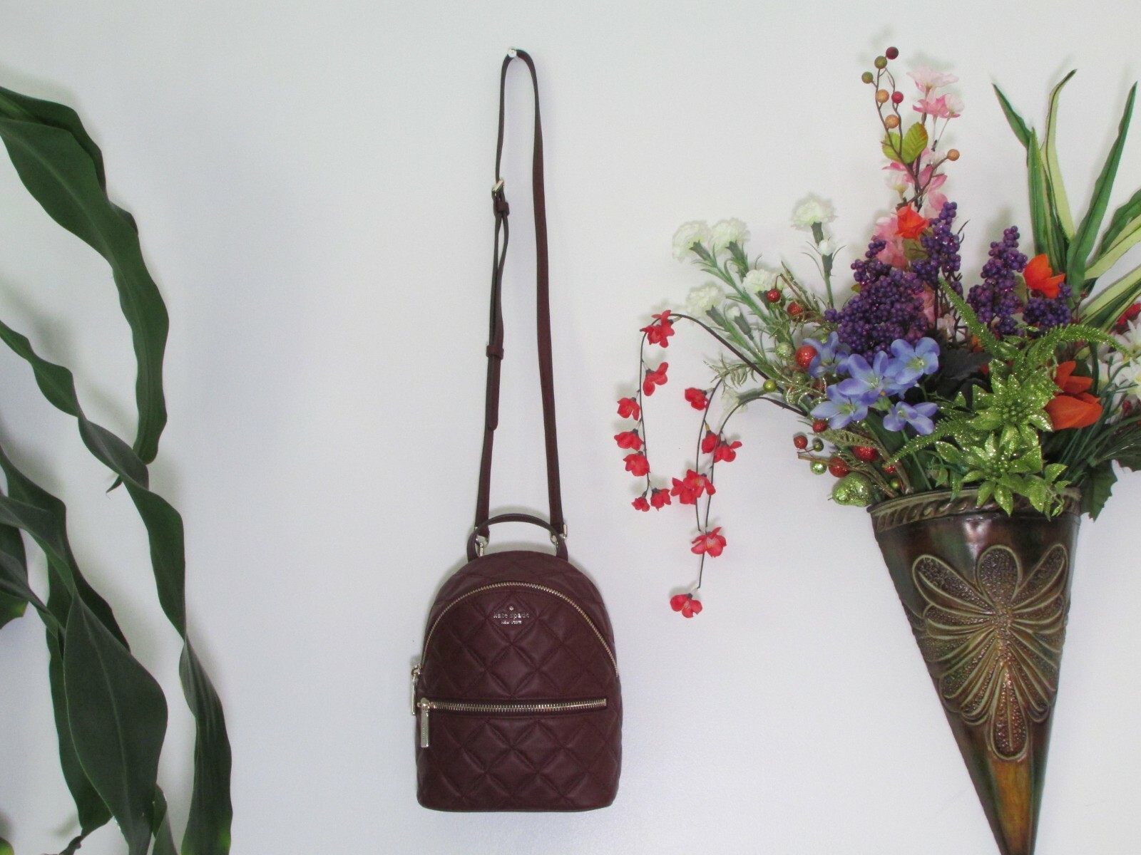 NWT Kate Spade Leather Natalia Mini Convertible Backpack Crossbody Cherry Wood
