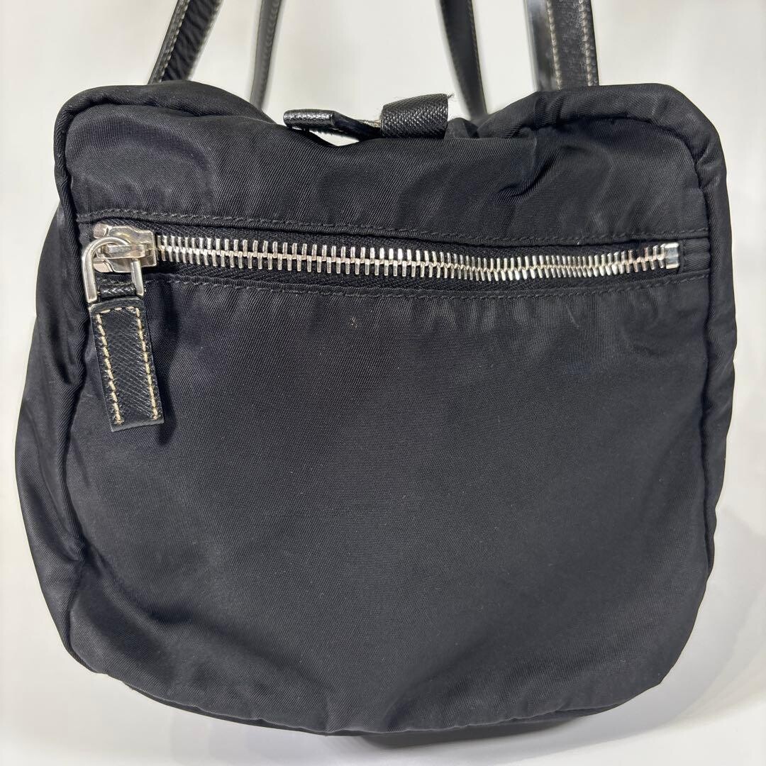 Prada Black Tessuto Nylon Mini Boston Bag Triangle Logo Shoulder Tote 31.5cm