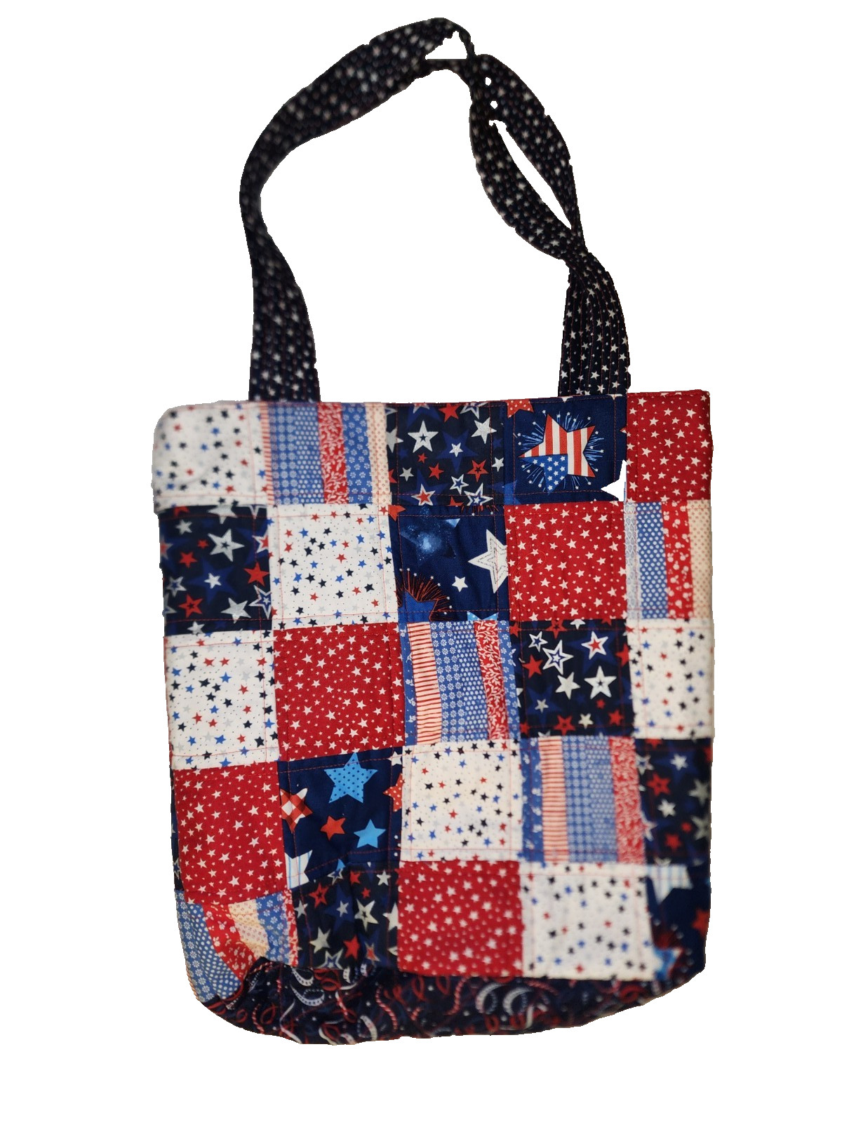 Reversible 4th of July Tote Bag – Handmade – Washable Shoulder Bag – USA Patriot