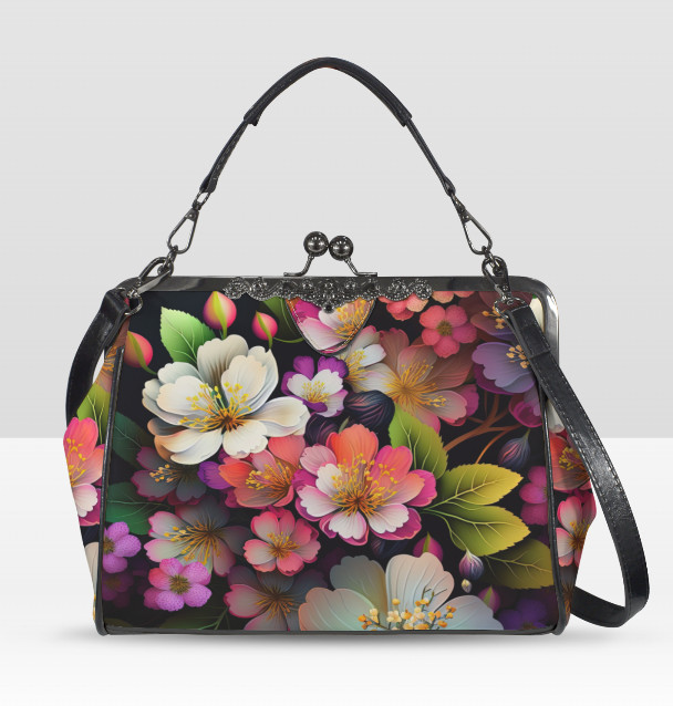 Spring Green Pink Lavender Flowers Shoulder Cross Body Bag Satchel Mother’s Day