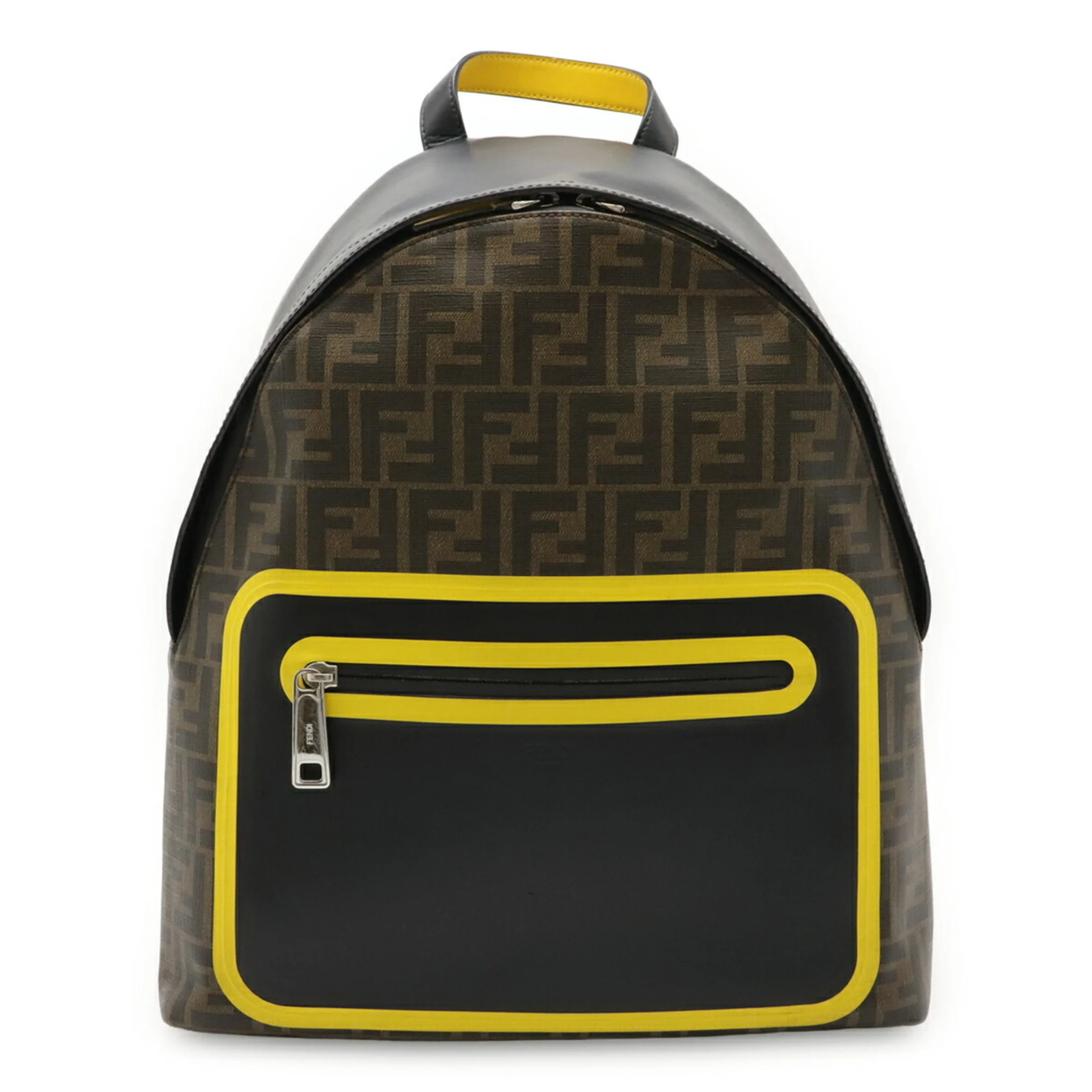FENDI Zucca pattern backpack in PVC and leather, khaki brown, blac… GZl1ddqw