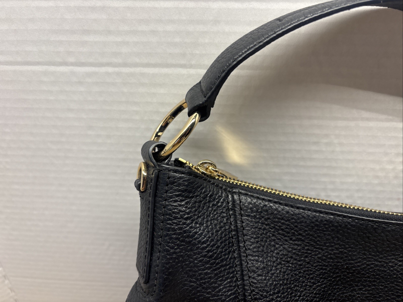 Gently Loved Black Michael Kors Hobo Handbag Pebbled Leather Nice Preowned