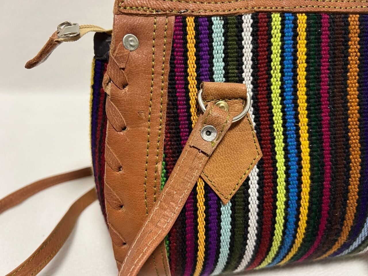 Moroccan leather Women Tote Bag with Suzani Rustic Boho style