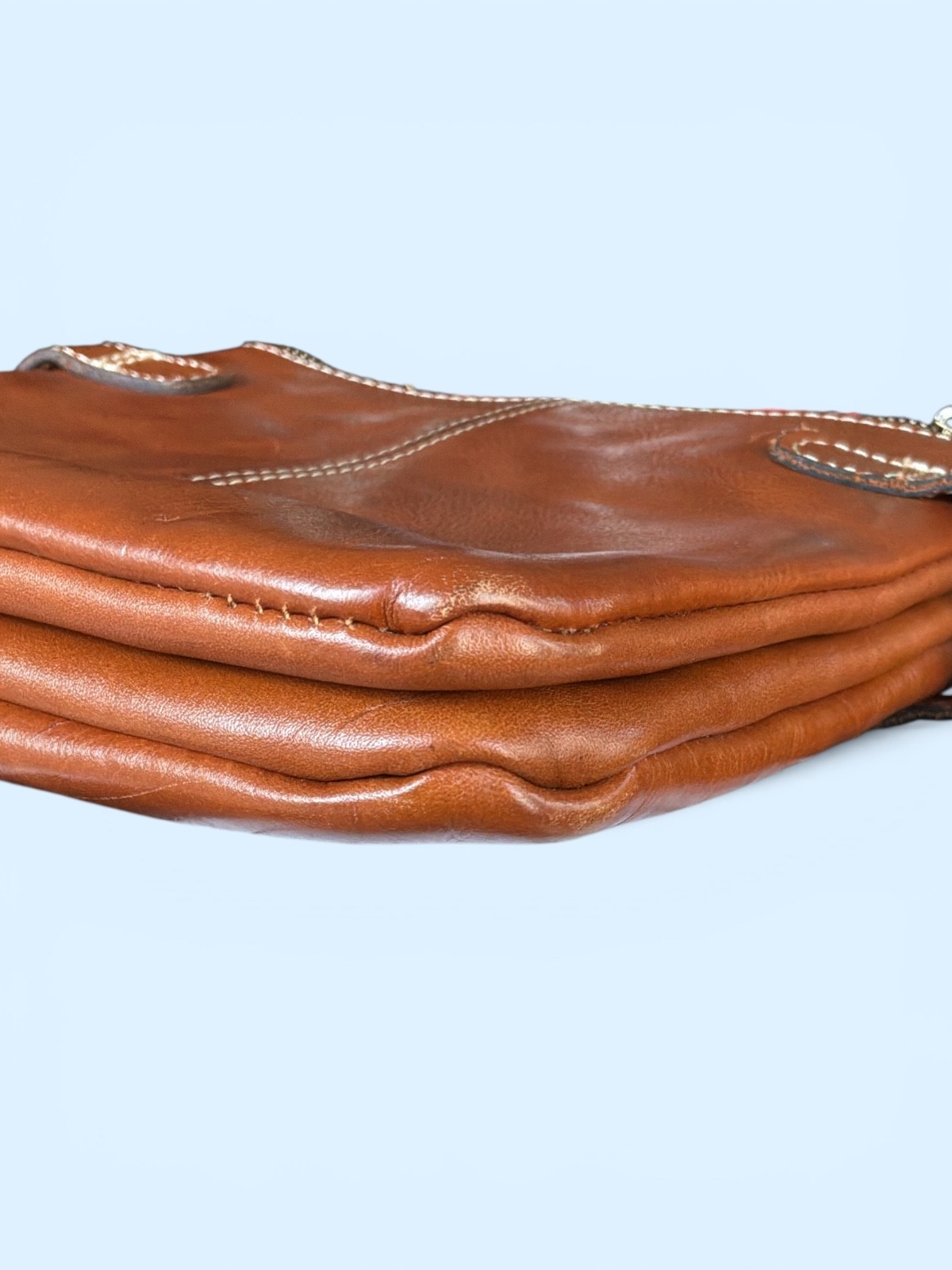 Patricia Nash FRANCESCA Tan Cognac Smooth Leather Organizer Crossbody Purse Bag