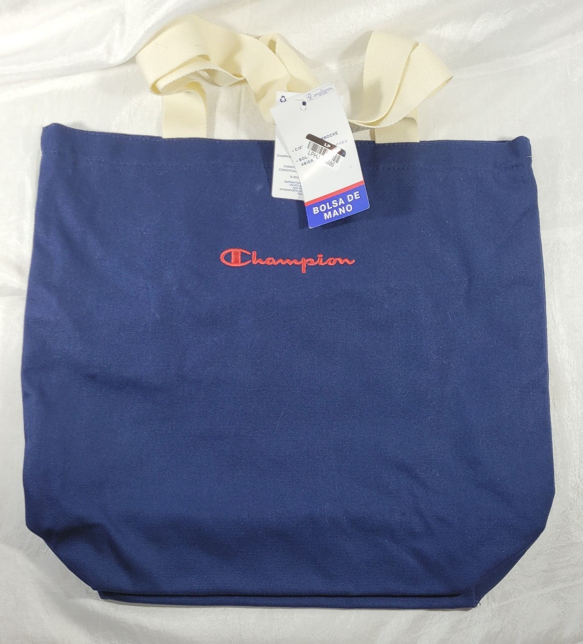 Champion Large Canvas Tote Bag w/ Snap Closure 15.5″H x 17″W – Blue