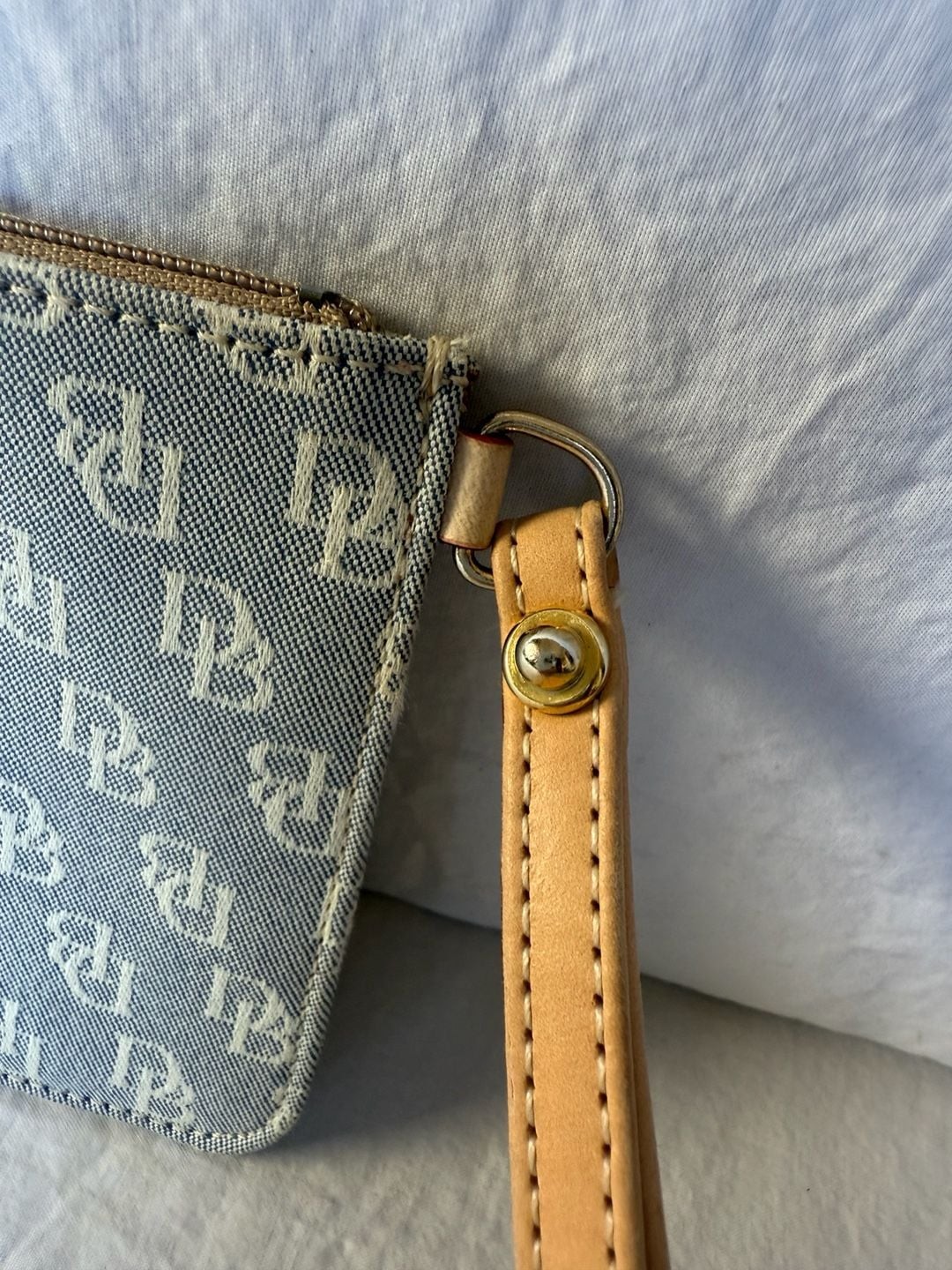Dooney & Bourke Y2K NWOT Monogram Jacquard Zip-Top Wristlet with Key Ring