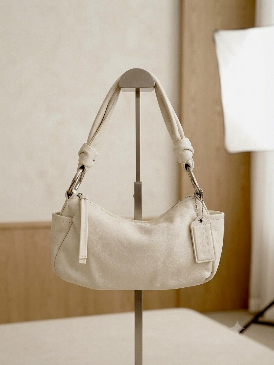 Authentic COACH White Leather Shoulder Bag Hobo Purse L0869-13442 EUC
