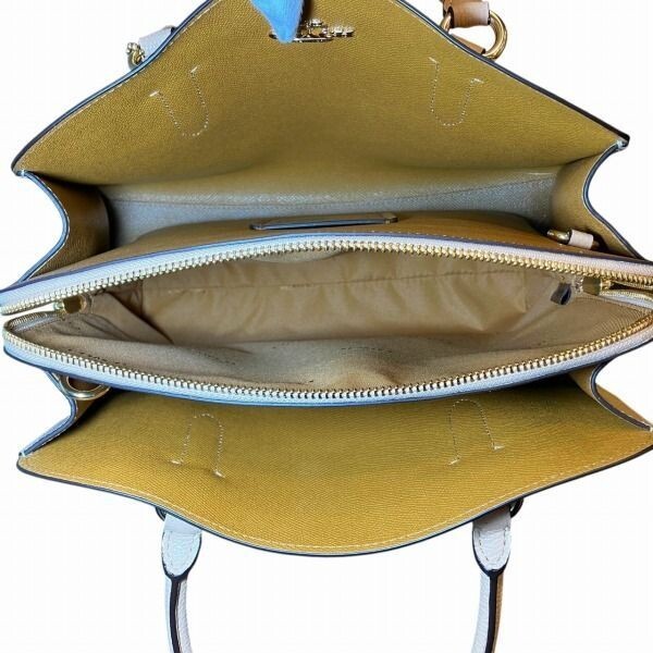 Coach Channing Carryall 76089 2Way Leather White Beige Bag Auth From Japan