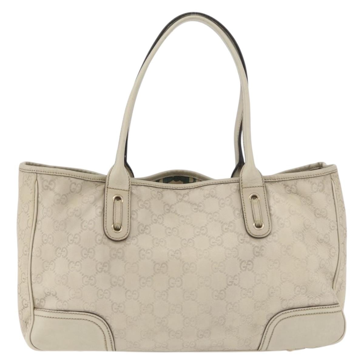 GUCCI GG Canvas Guccissima Princess Bag Leather Ivory Gold 163805 Auth 176193