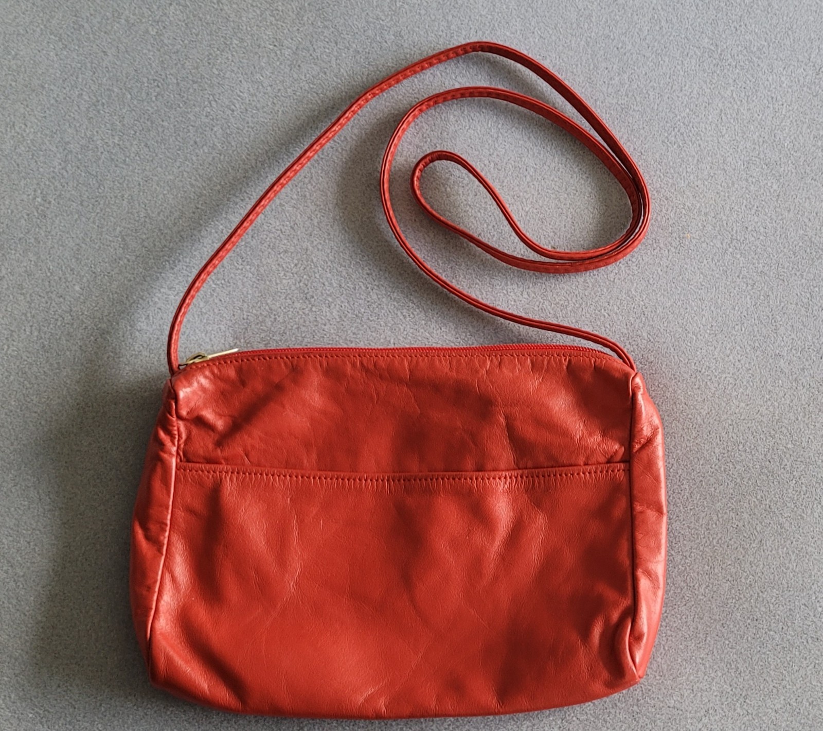 DOVE Red Leather Crossbody Shoulder Handbag — 9 X 6 in