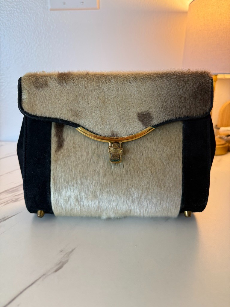 Vintage Fur Clutch Handbag with Unique Fur Exterior
