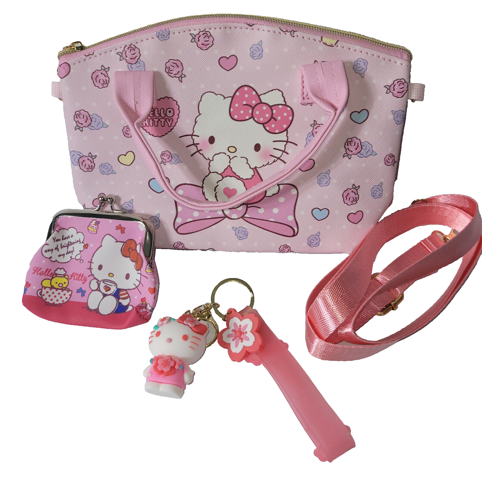 Miniso Hello Kitty Tiny Chum Pink Faux Leather Handbag Shoulderbag Crossbody