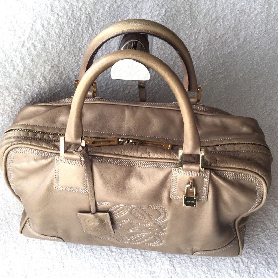 LOEWE Amazonas 36 Mini Boston Handbag Gold Hardware Stitching 35.5x21x15cm