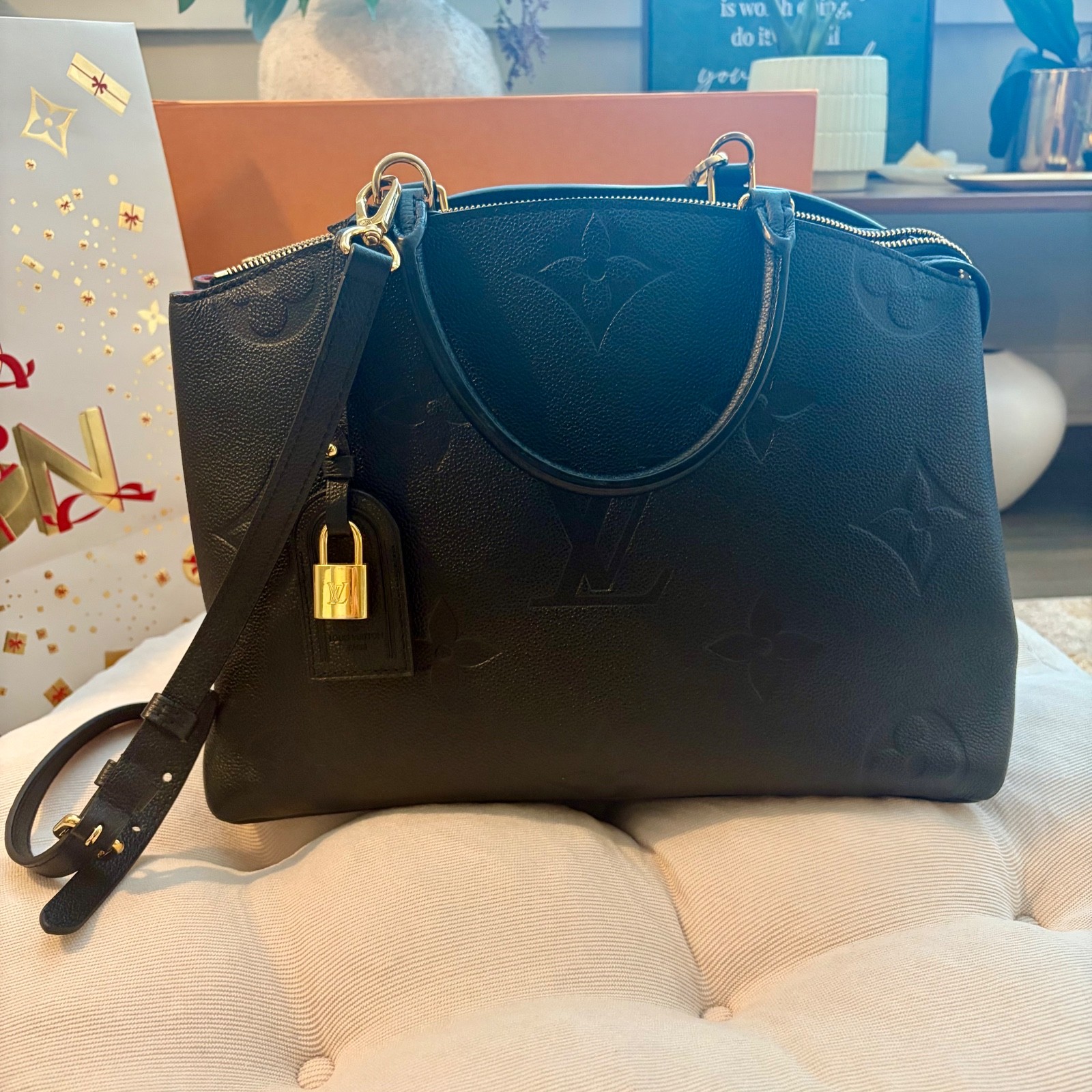 Louis Vuitton Grand Palais MM M45811 Black Monogram Empreinte Leather Tote
