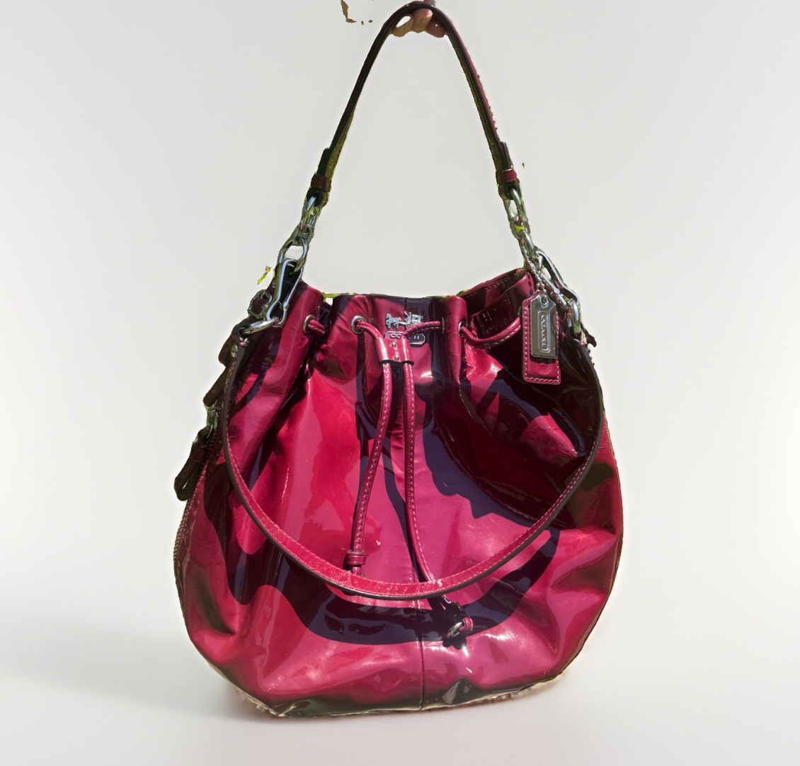 Coach Burgundy Drawstring Zip Shoulder Bag w Hang Tag & Original Dust Bag