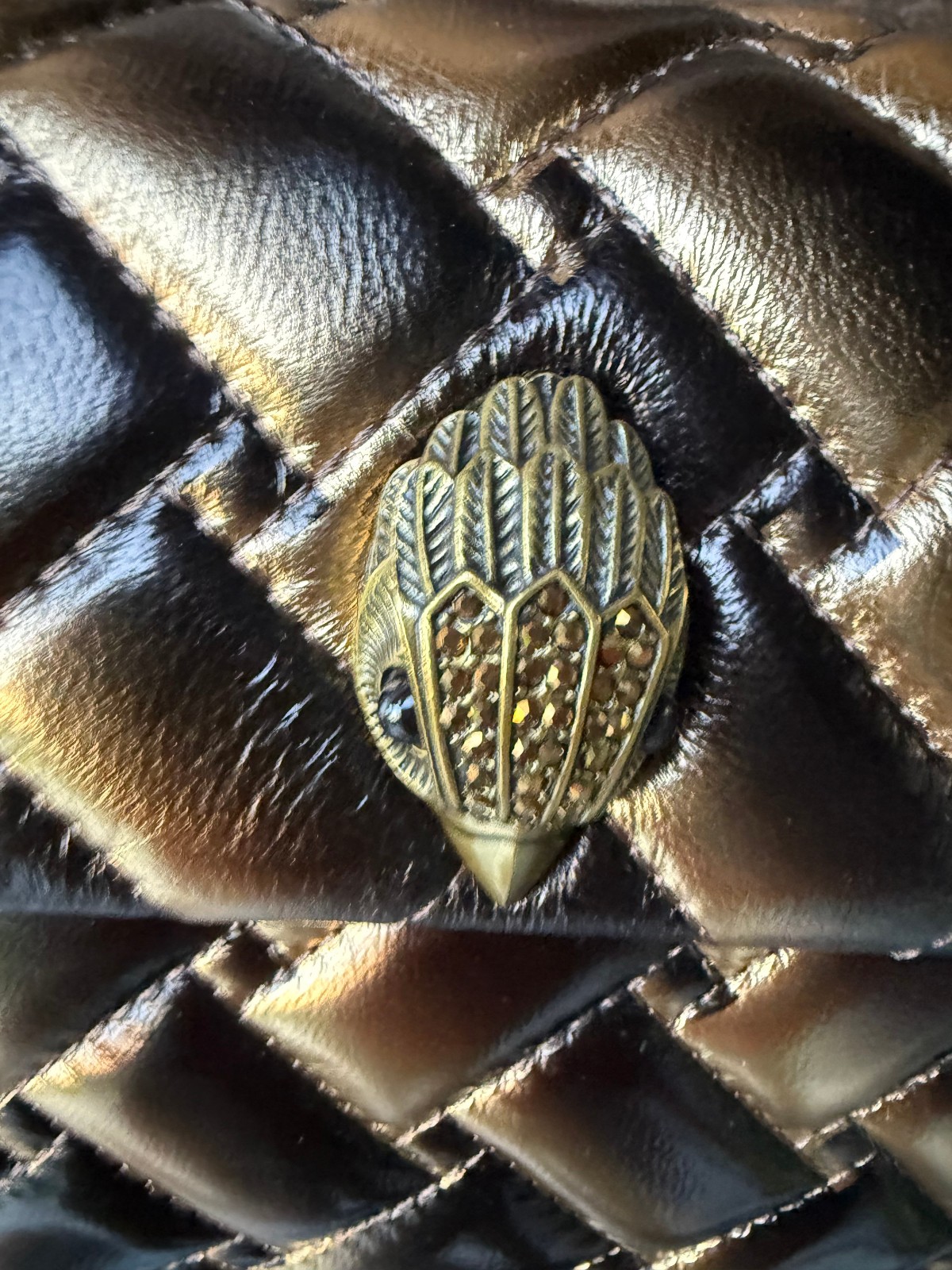 NWT $295 Kurt Geiger Kensington Shoulder Bronze Leather Large