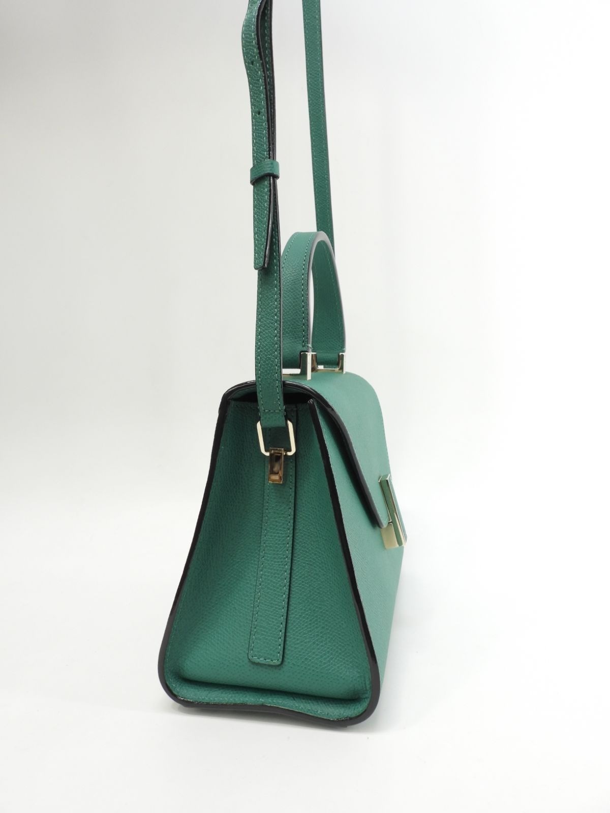 Valextra Mini Iside Embossed Leather Green Handbag with Strap 8.6*6.4*4.3 inch