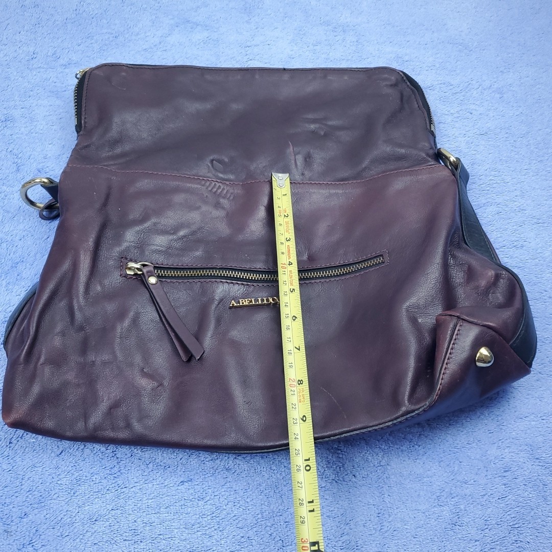 A. Bellucci Purse Burgundy Pebbled Leather Shoulder Bag Made in Italy