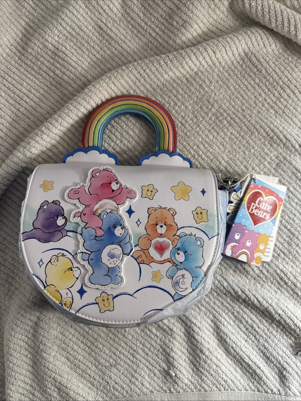 Retro 80s Care Bears Care-A-Lot Rainbow Handle Crossbody Bag Purse Loungefly
