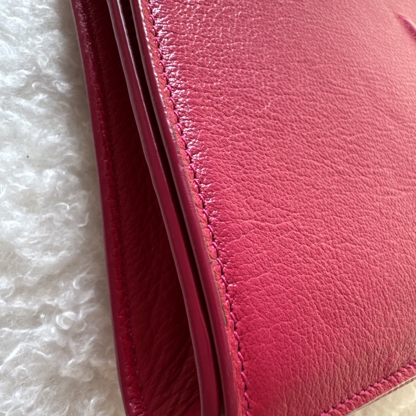 AUTH YVES SAINT LAURENT BELLE DE JOUR ENVELOPELARGE CLUTCH PINK YSL