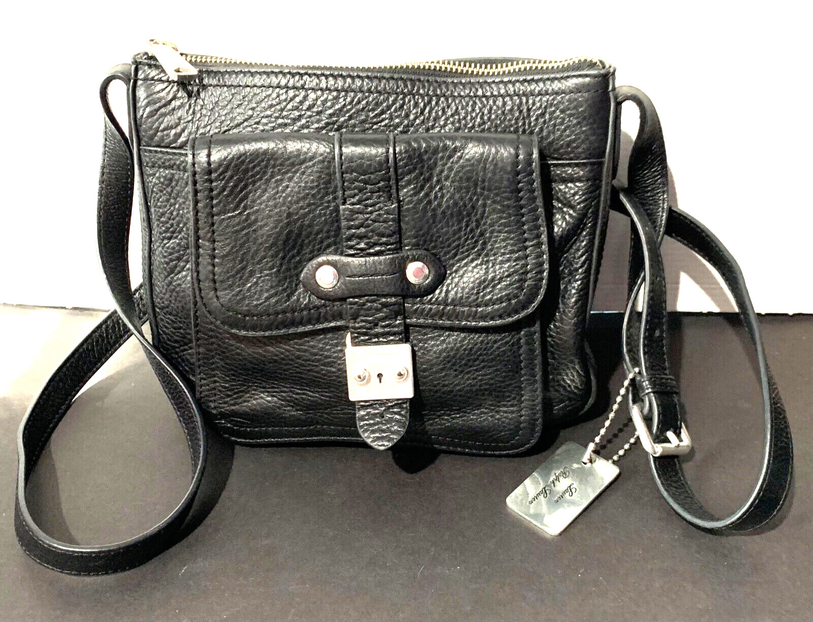 Lauren Ralph Lauren Black Leather Crossbody Bag Classic Small 1967 series
