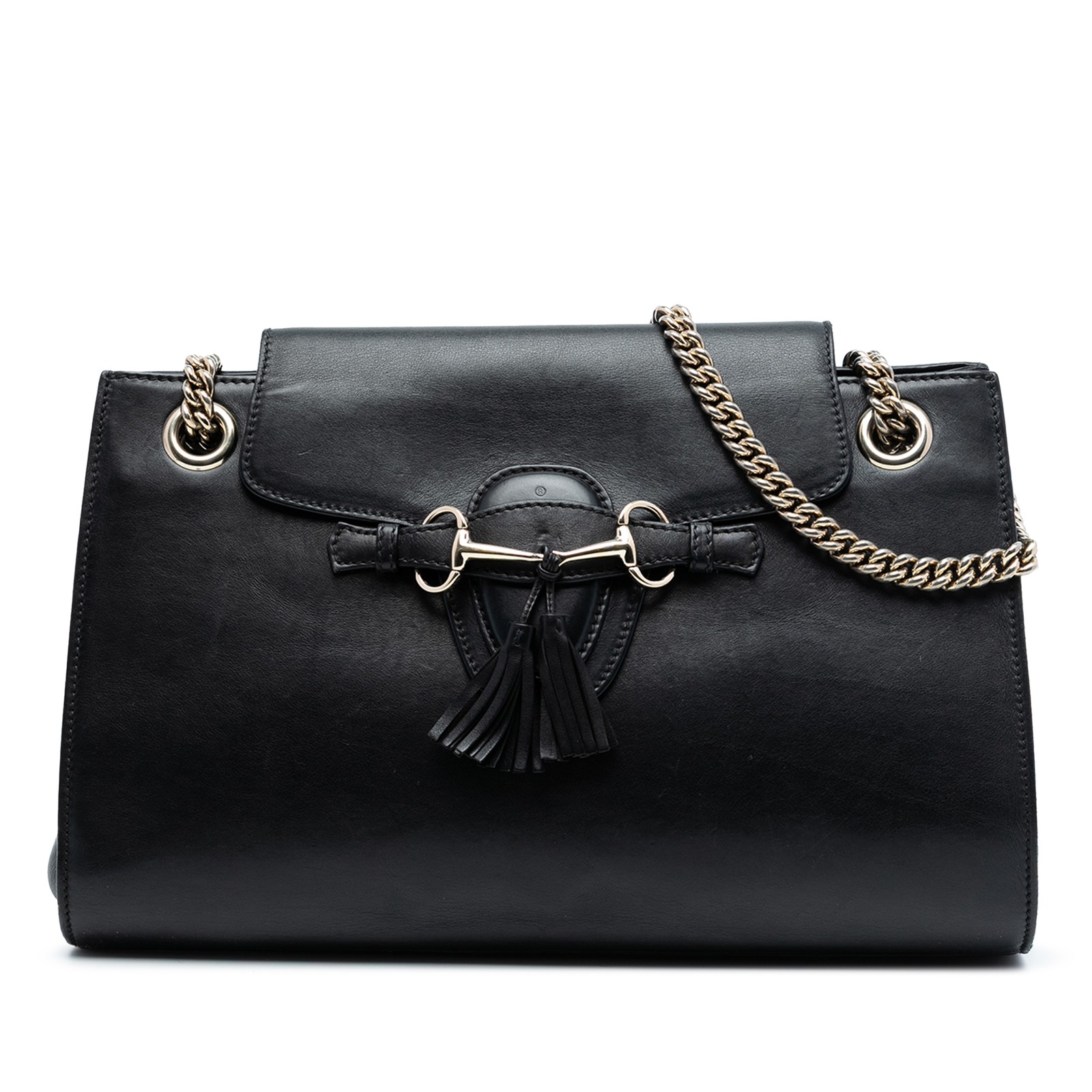 Gucci Large Calfskin Emily Shoulder Bag Pre-Loved Black