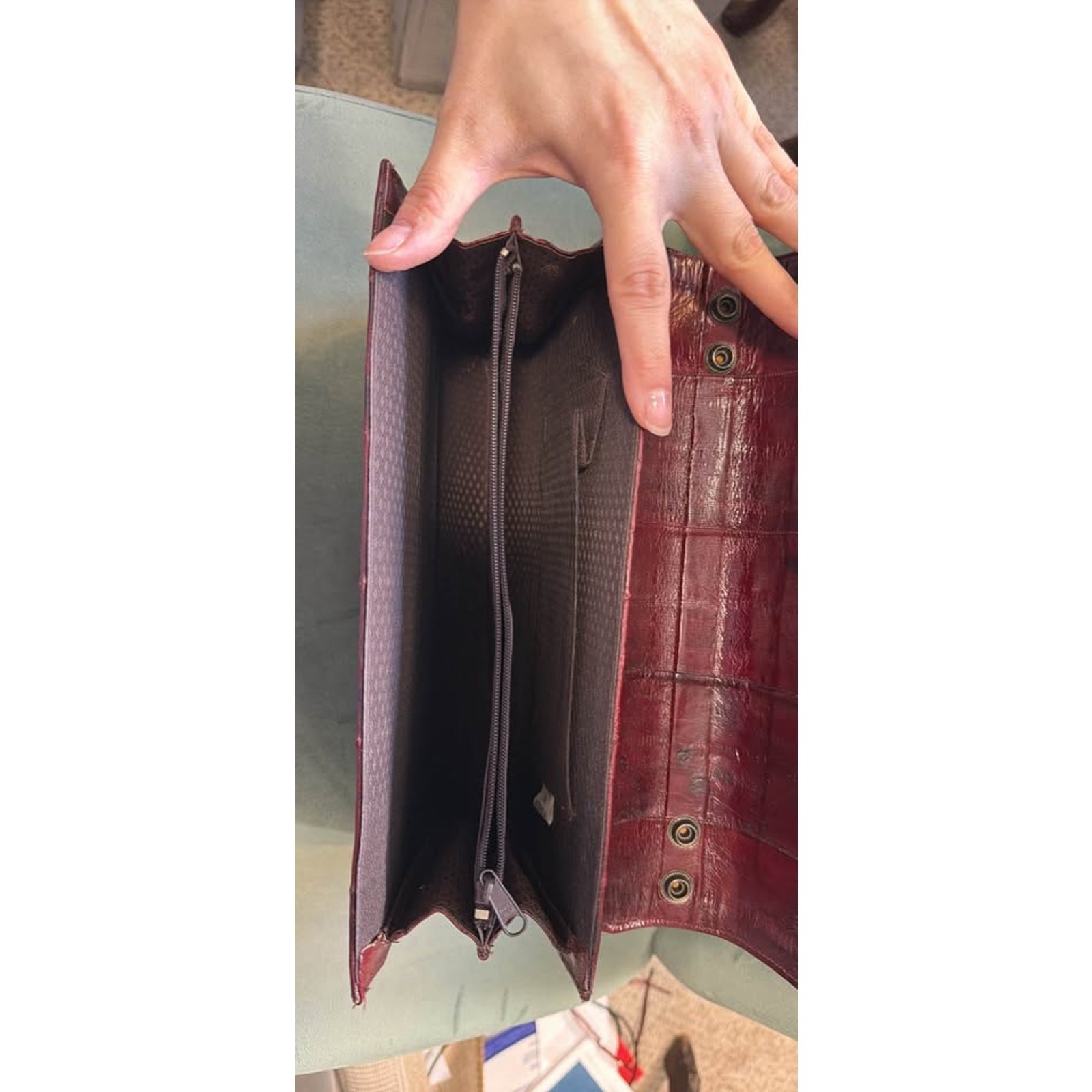 Vintage 1980s Eelskin Exotic Leather Large Clutch