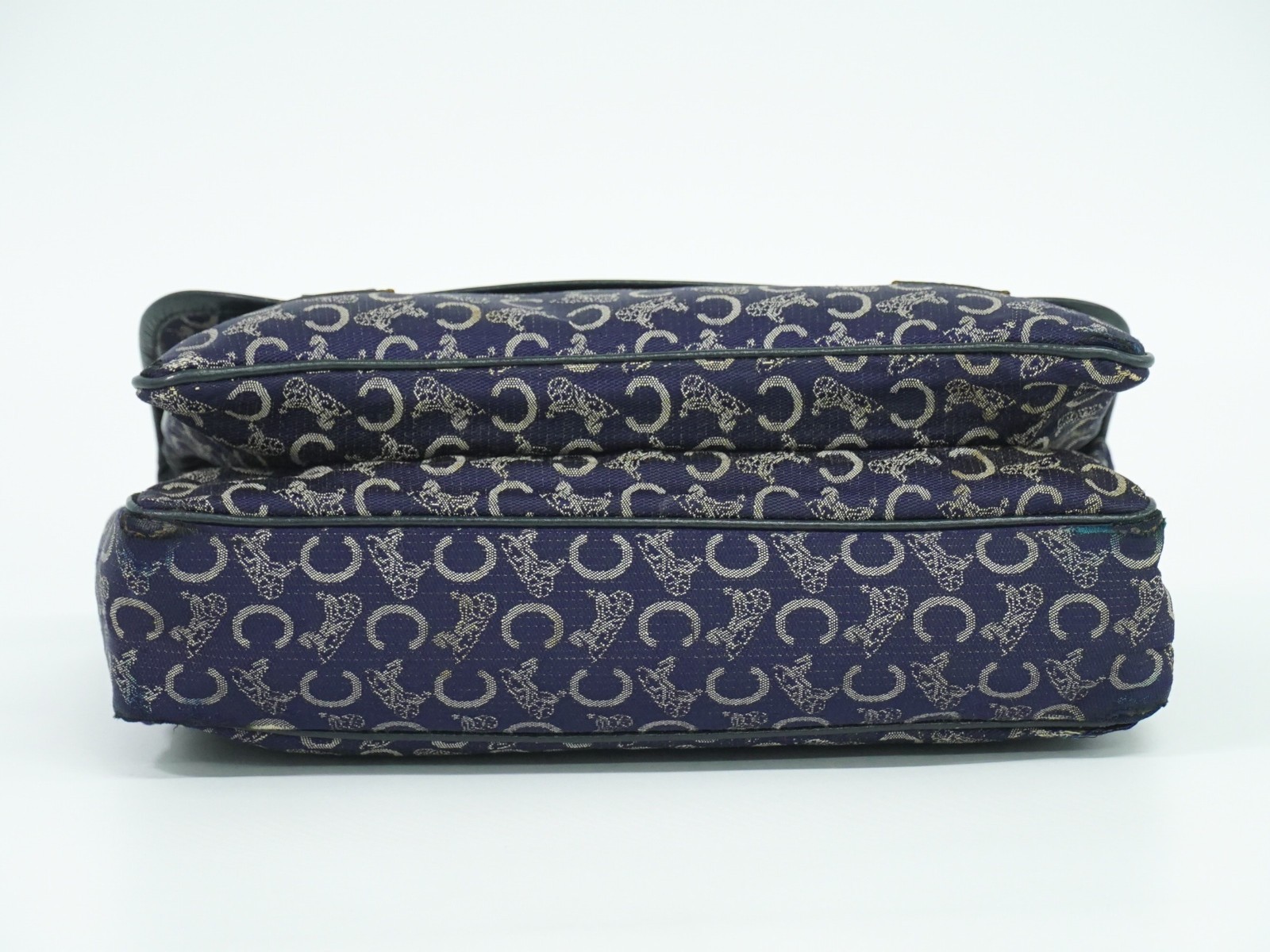 CELINE C Sulky Canvas Top Handle Handbag Navy