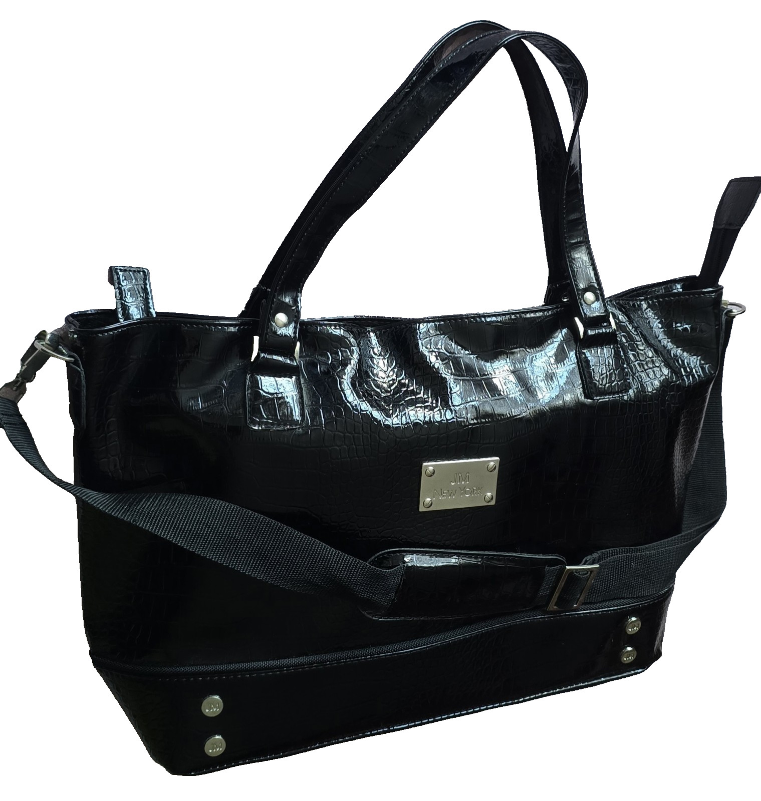 New JM New York Blck Bag/Purse/Padded Tote, shoulder strap, inner pockets, case