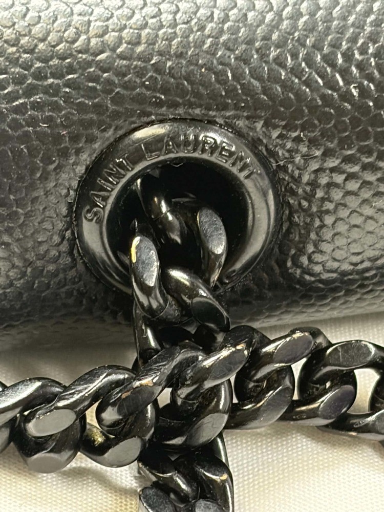 YVES SAINT LAURENT YSL Black Pebbled Leather Medium Kate Bag Purse SPB JA-367230