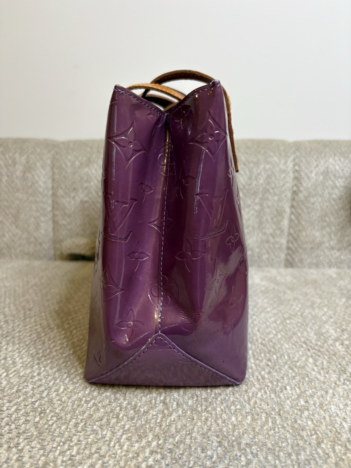 Louis Vuitton Vernis Patent Leather Purple Monogram Tote w/ Top Handles