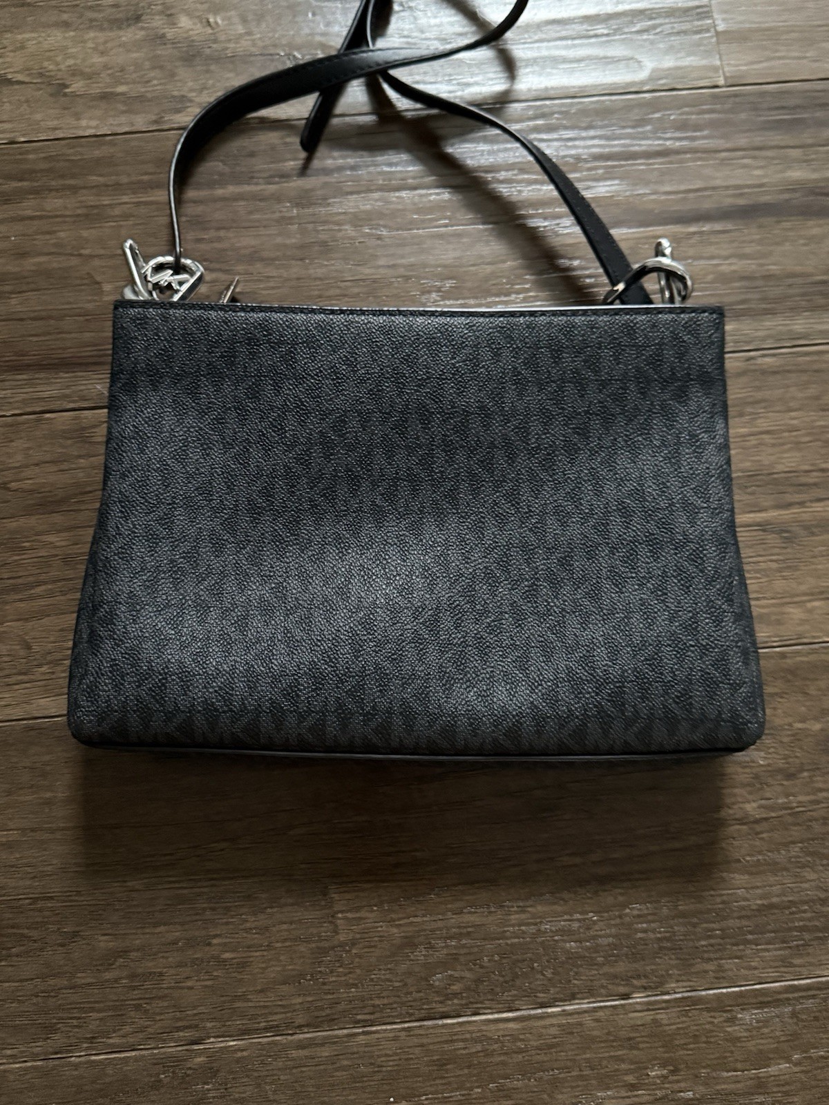 Michael Kors Logo Zip Crossbody Bag, Black, Adjustable Strap