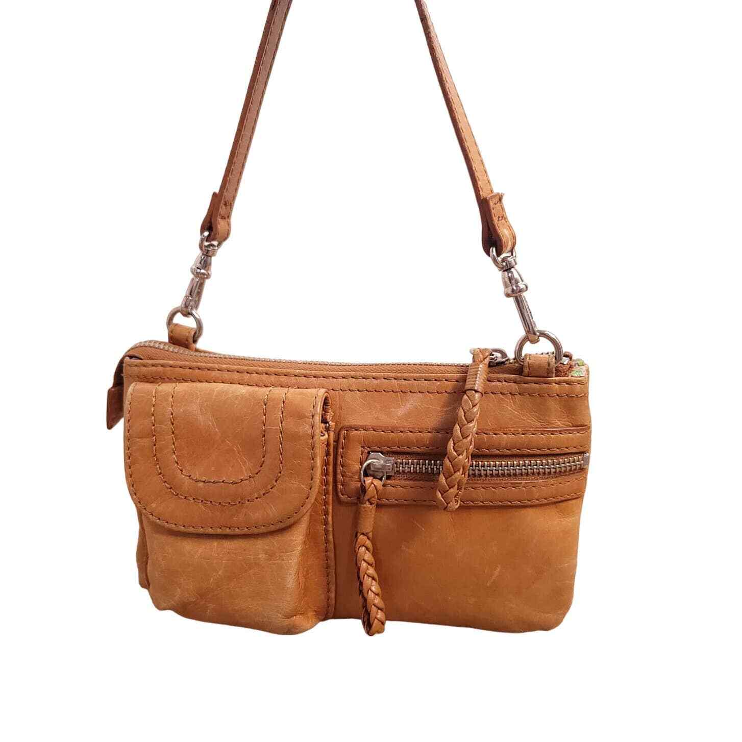 Perlina Multi Pocket Organizer in Tan Soft Cowhide leather Shoulder bag