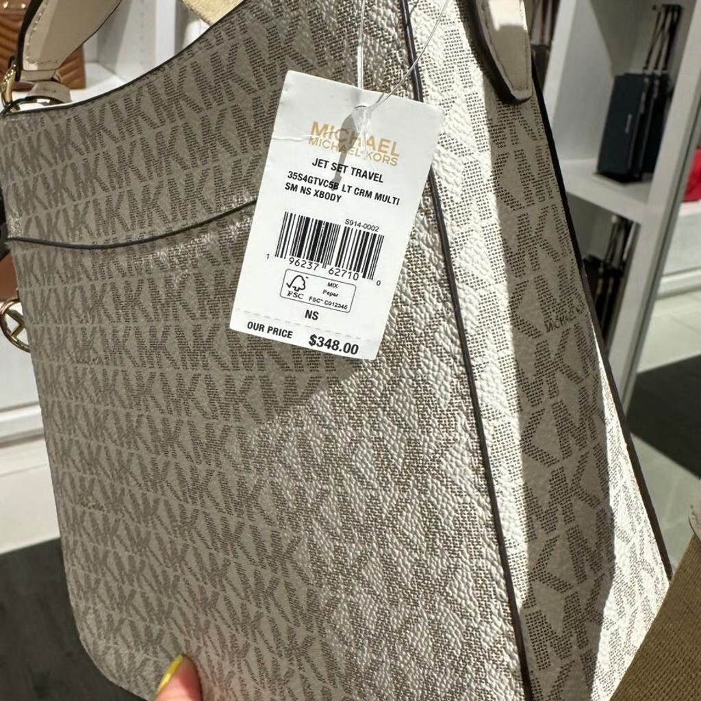 Michael Kors Jet Set Travel Small Women MK Logo Crossbody Bag(Light Cream Multi)