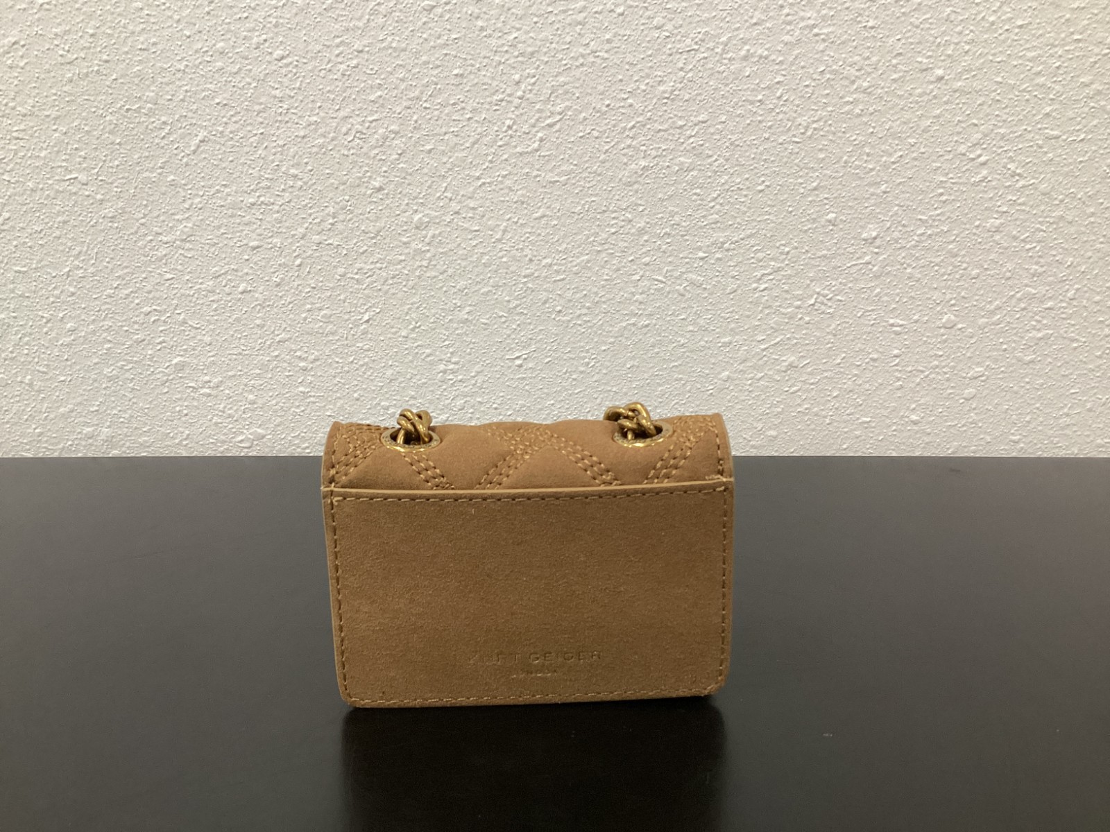 Kurt Geiger MICRO TINY Tan 4.25″ x 3″ x 1″ Woven Synthetic Crossbody New Boxed