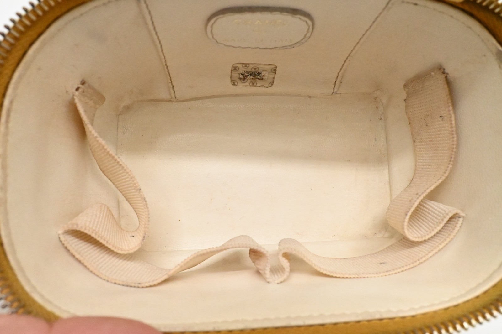 Chanel COCO Mark Vanity Handbag Caviar Calf Leather Yellow with Mirror Vintage