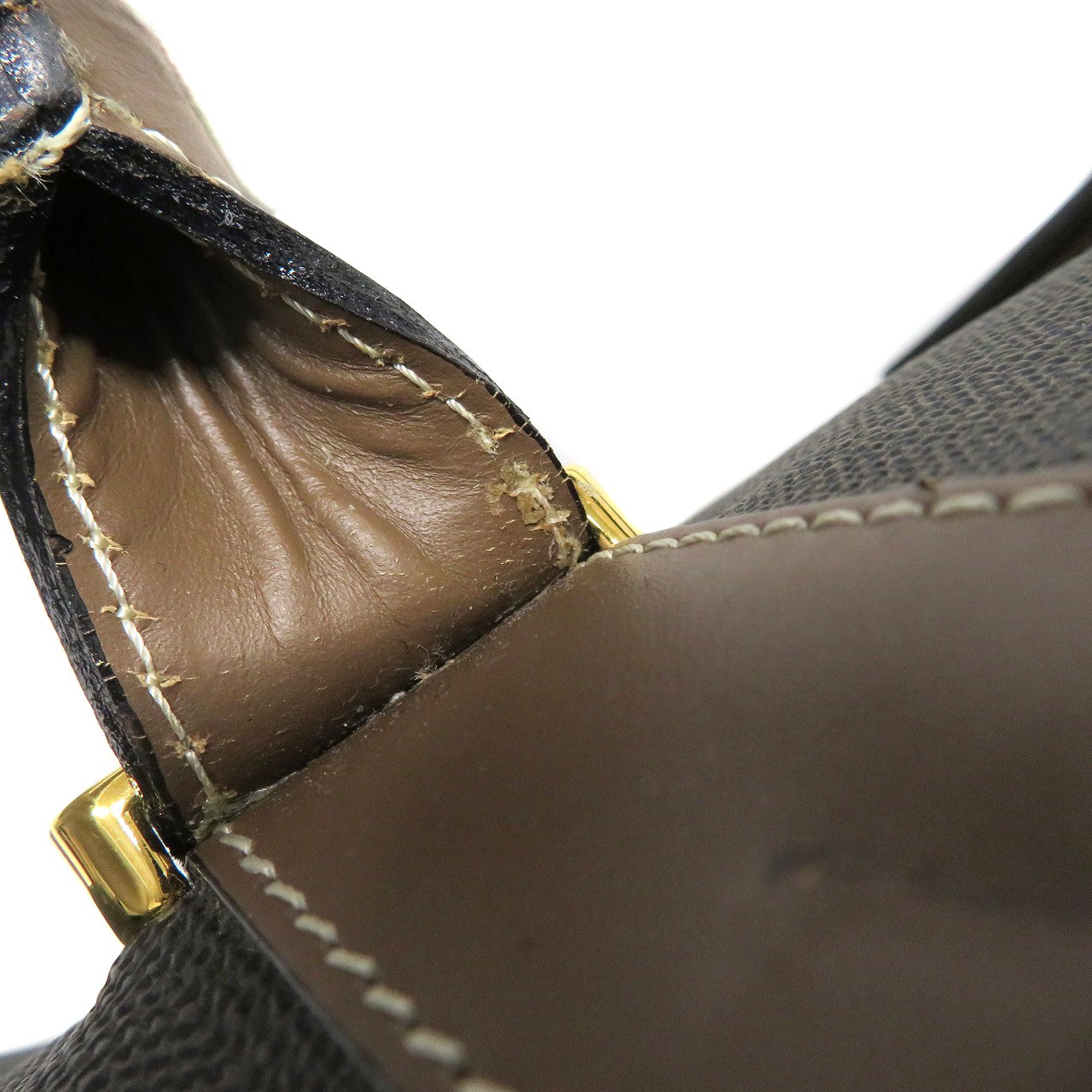 dunhill Boston Bag PVC Leather Brown Gray Travel Used