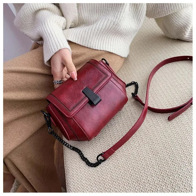 Women’s Korean Style Crossbody Shoulder Bag | Mini PU Leather Chain Purse