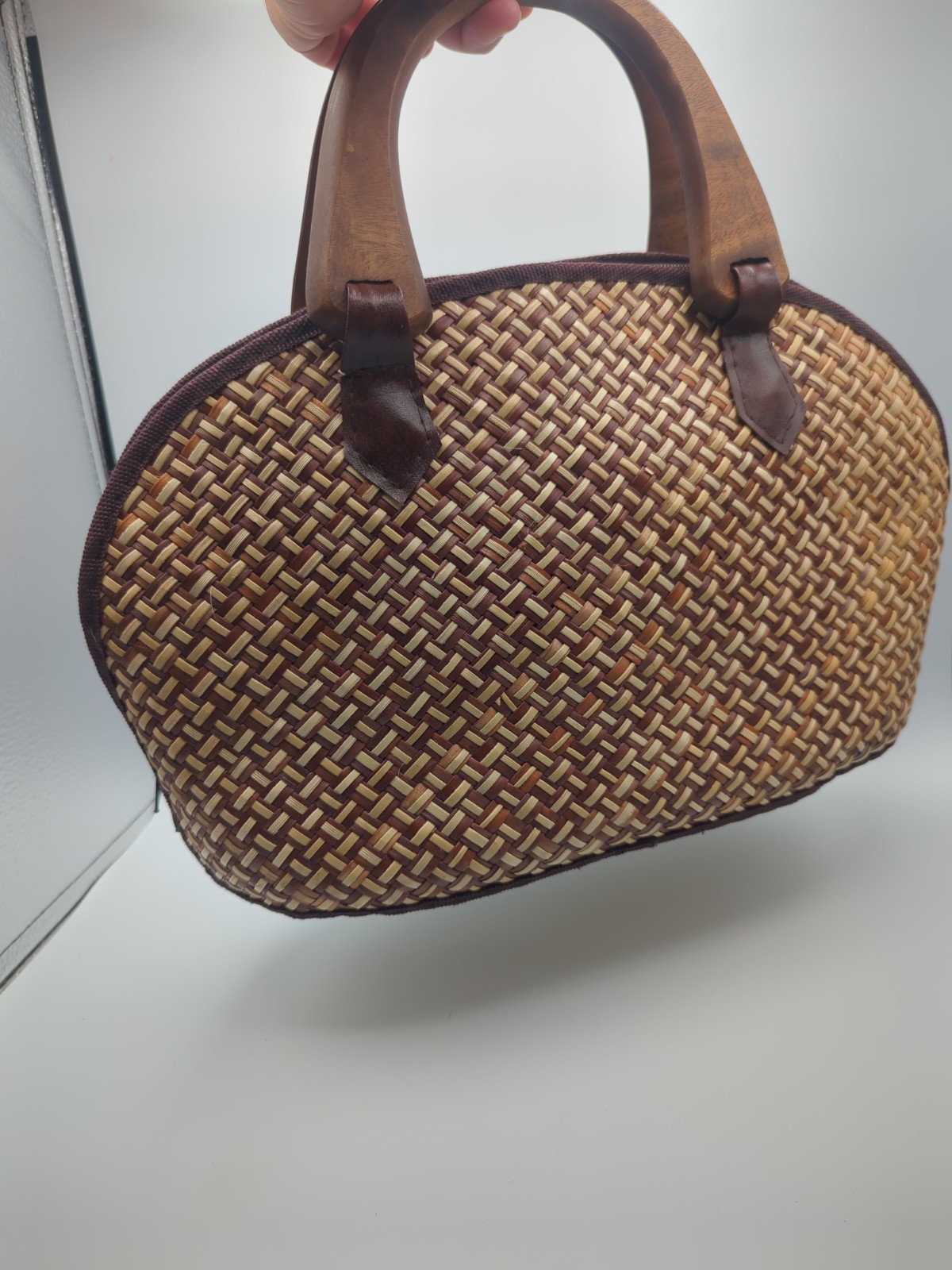 Artisan Crafted Woven Top Handle Bag Purse Vintage