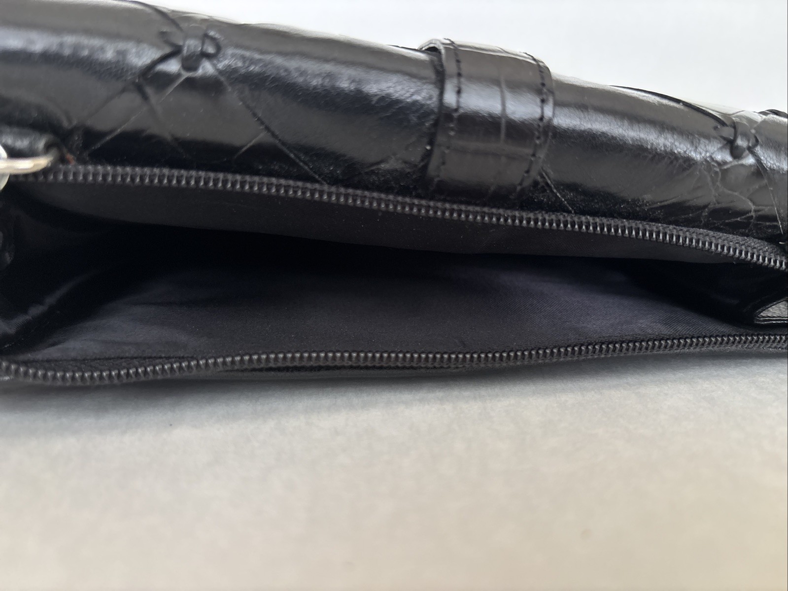 Brighton Romag Black Leather Crossbody Bag/Wallet Silver Heart Adjustable Strap