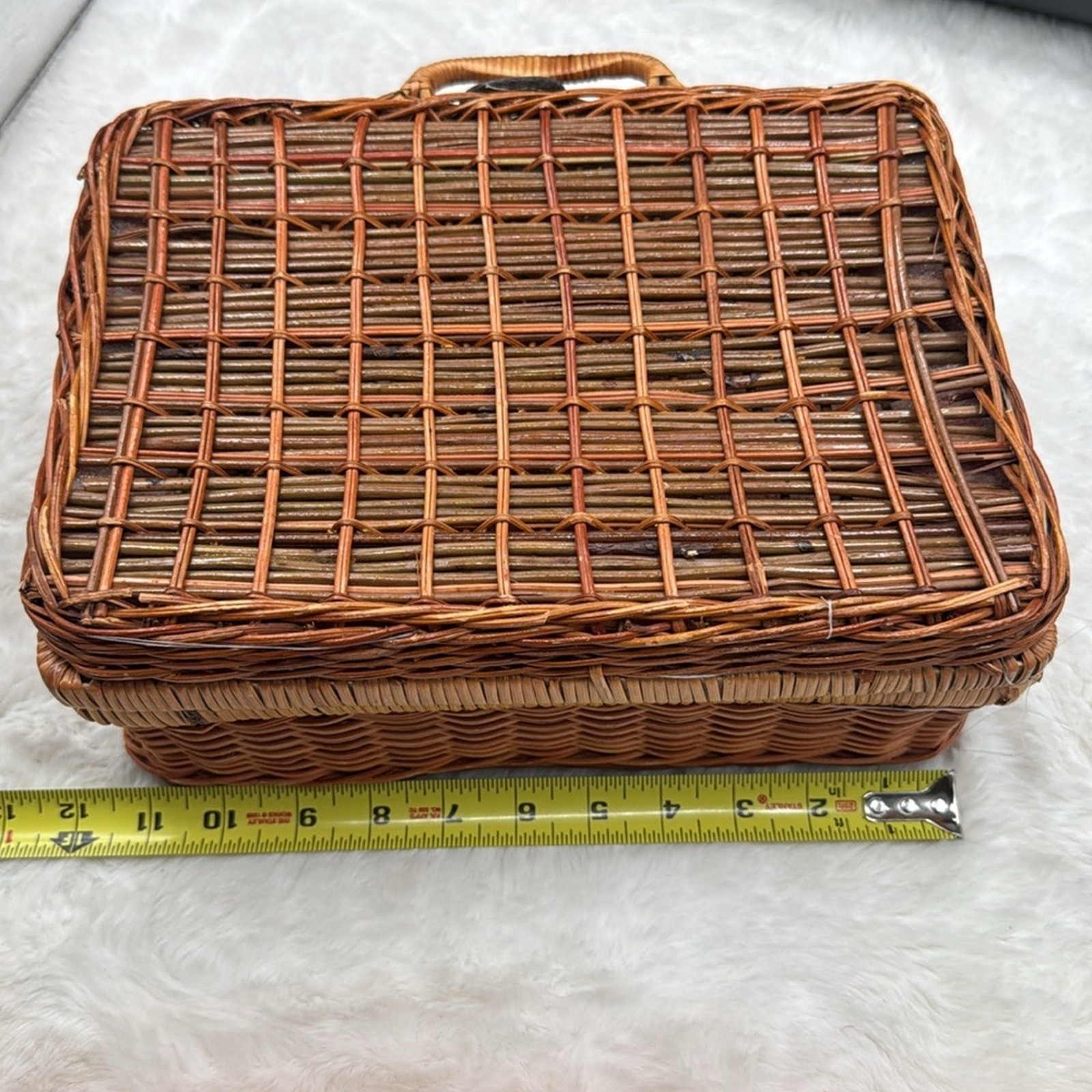Vintage Wicker Top Handle Basket Bag