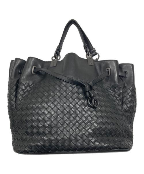 Bottega Veneta Drawstring Intrecciato Handbag Tote Bag Black Strap Missing