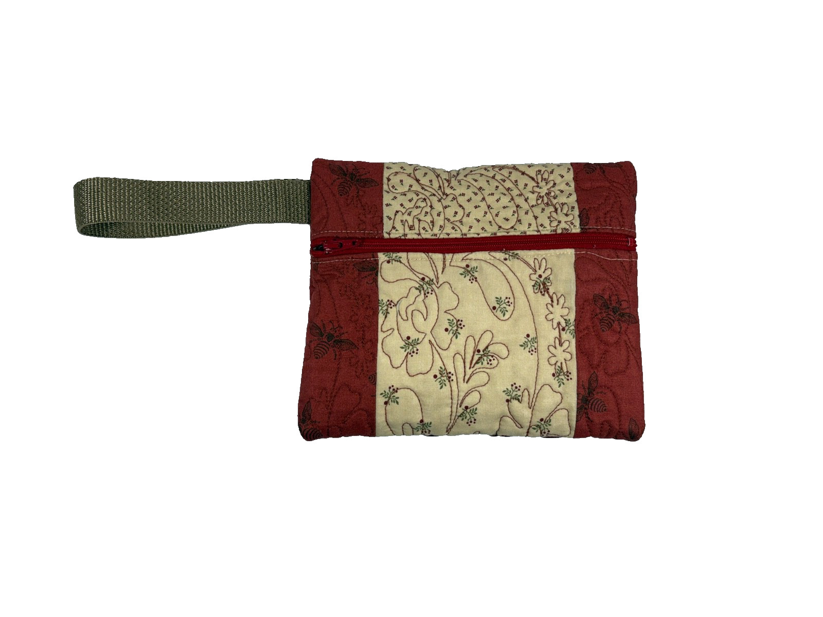 Handmade Quilted Clutch Bag 8 in. by 6 in. with 5 1/2 in. Loop Handle