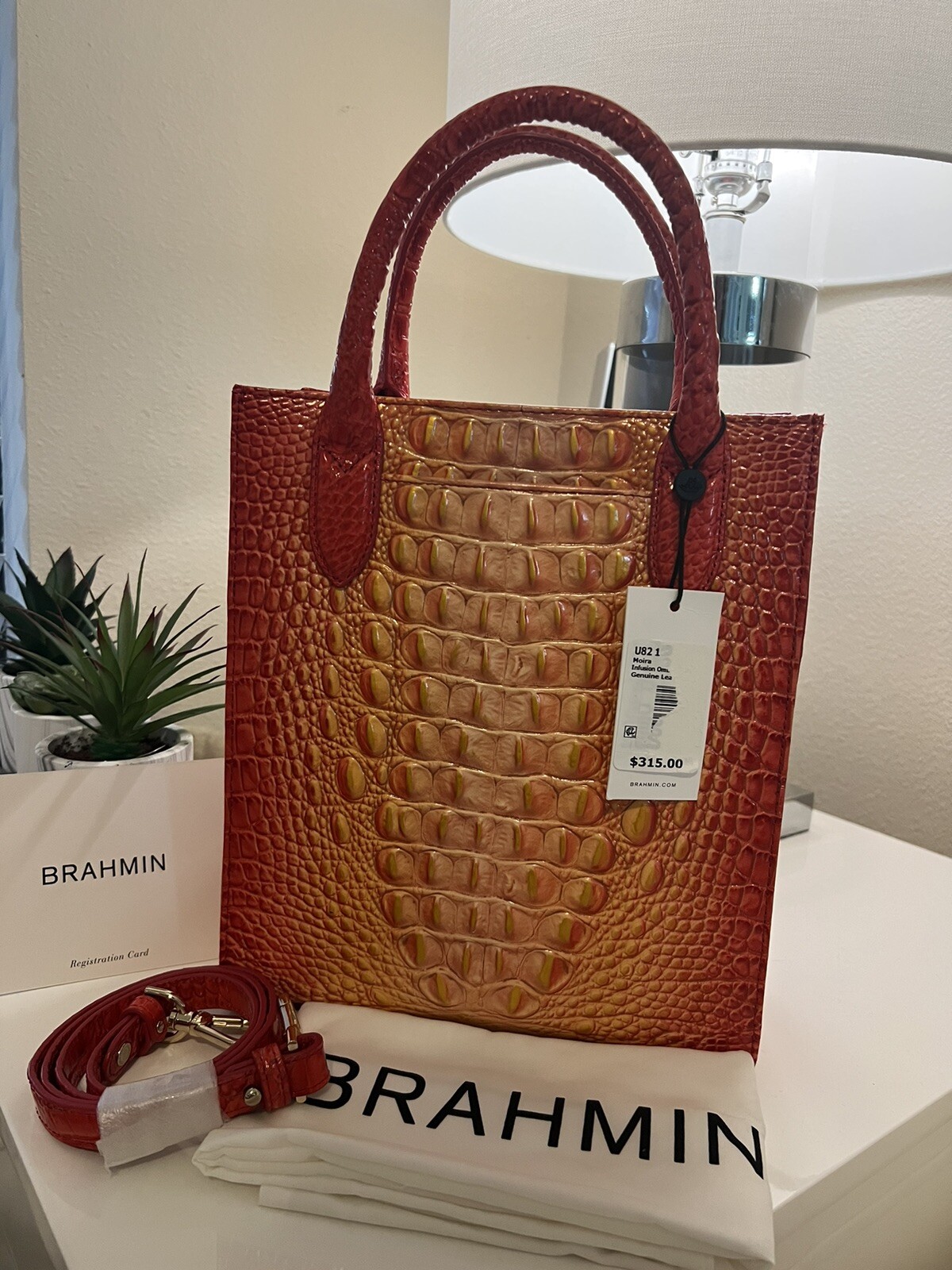 BRAHMIN Moira -Infusion Ombré Melbourne Orange Red Tote Bag NWT $315